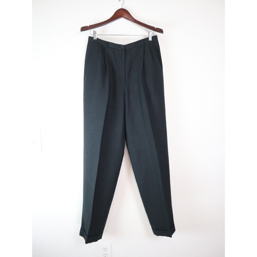 Vintage Ann Taylor Size 12 Linen Blend High Waist Dress Pants Black